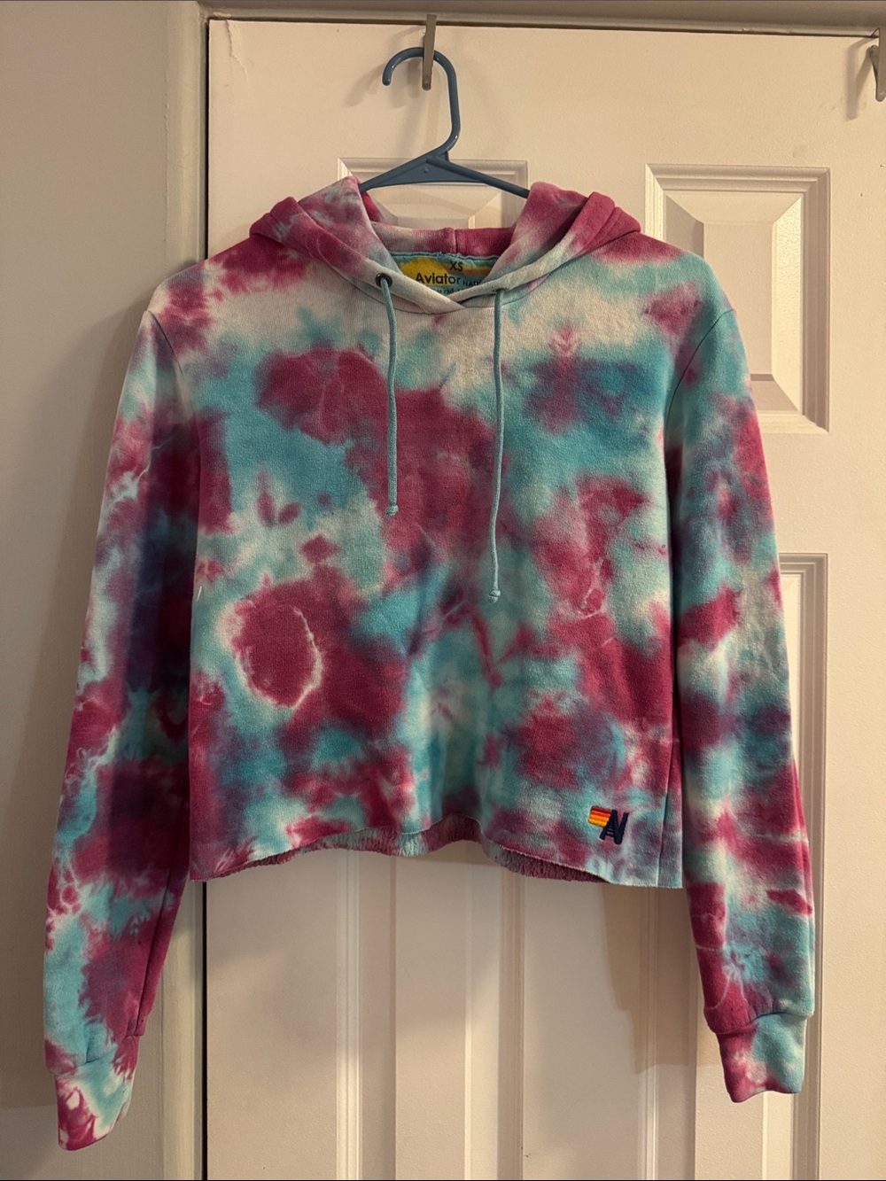 Aviator Nation Teal & Magenta Tie-Dye Pullover Hoodie